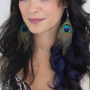 Peacock Feather Statement Earrings